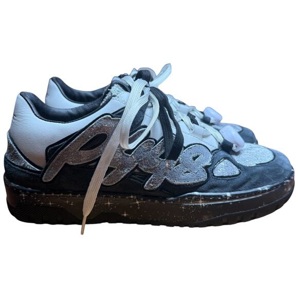 P448 George Stella Low Top Women's EU 41 US 10-10.5 Sneakers Black White Shoes - Picture 6 of 13